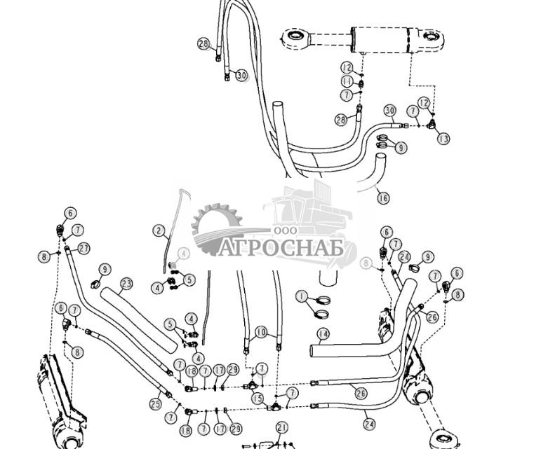 Гидравлические шланги цилиндра наклона отвала (механизм механического наклона под углом) ( - 181762) - ST26490 371.jpg